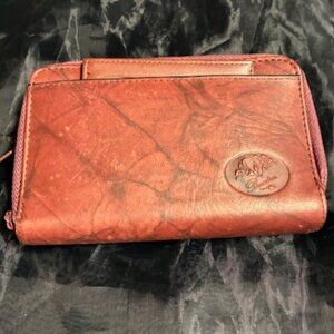 Buxton Brown leather women's double zip indexer wallet